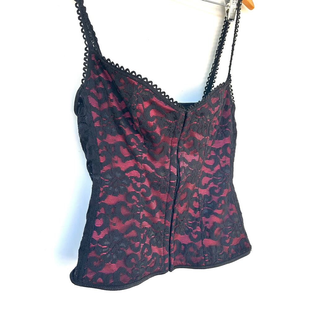 Vintage Y2K Cache Set Bustier Corset Top Black Lace Skirt Whimsygoth Small Large - Picture 10 of 15